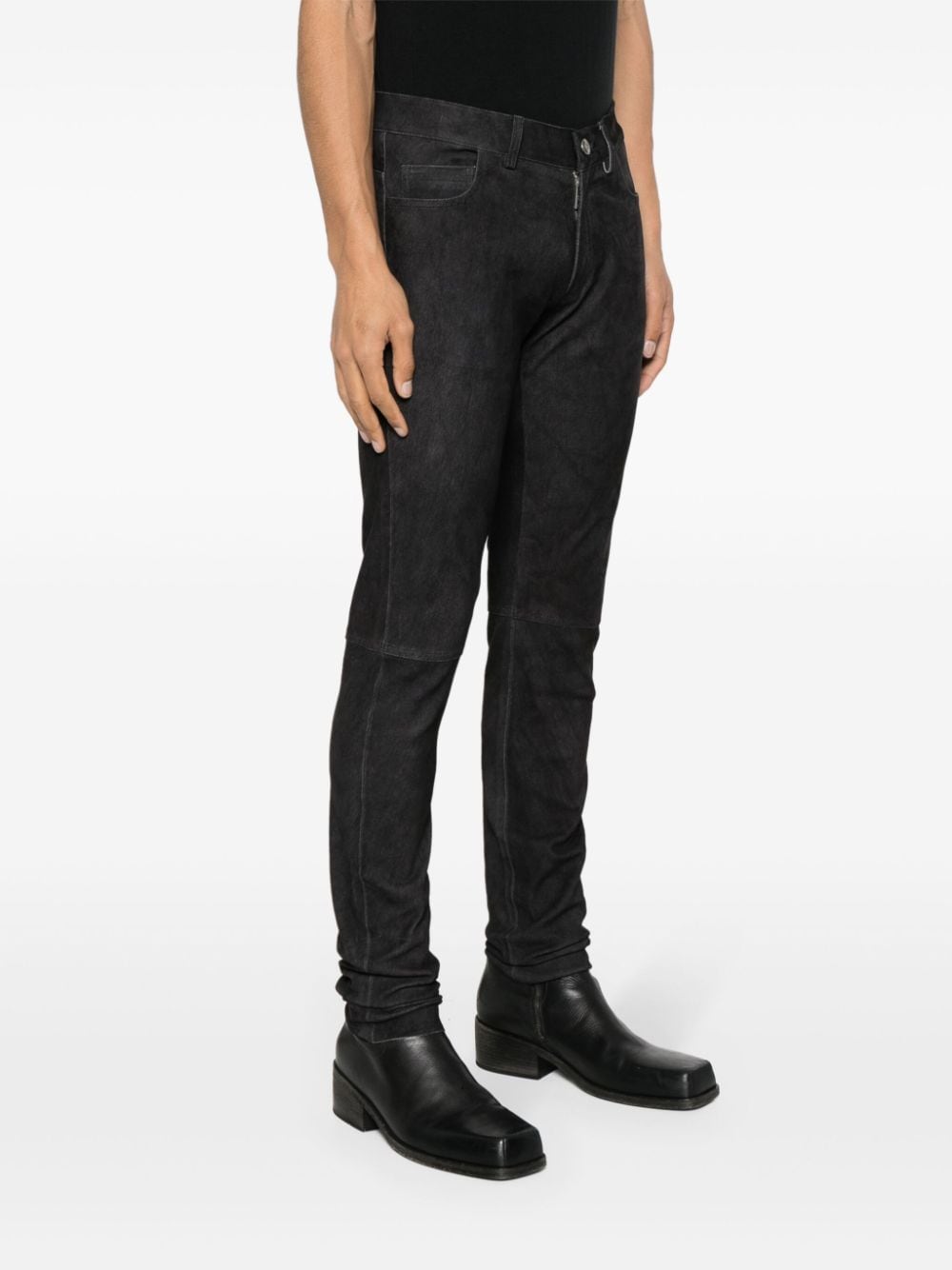 Shop Giorgio Brato Textured Leather Trousers In Black