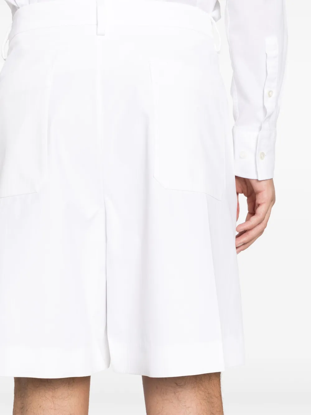 Shop Valentino Tailored Cotton Shorts In White