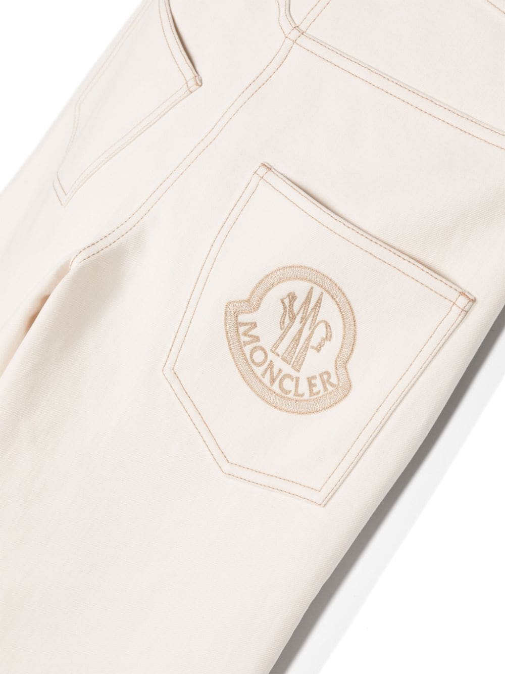 Moncler Enfant Katoenen broek met geborduurd logo Beige