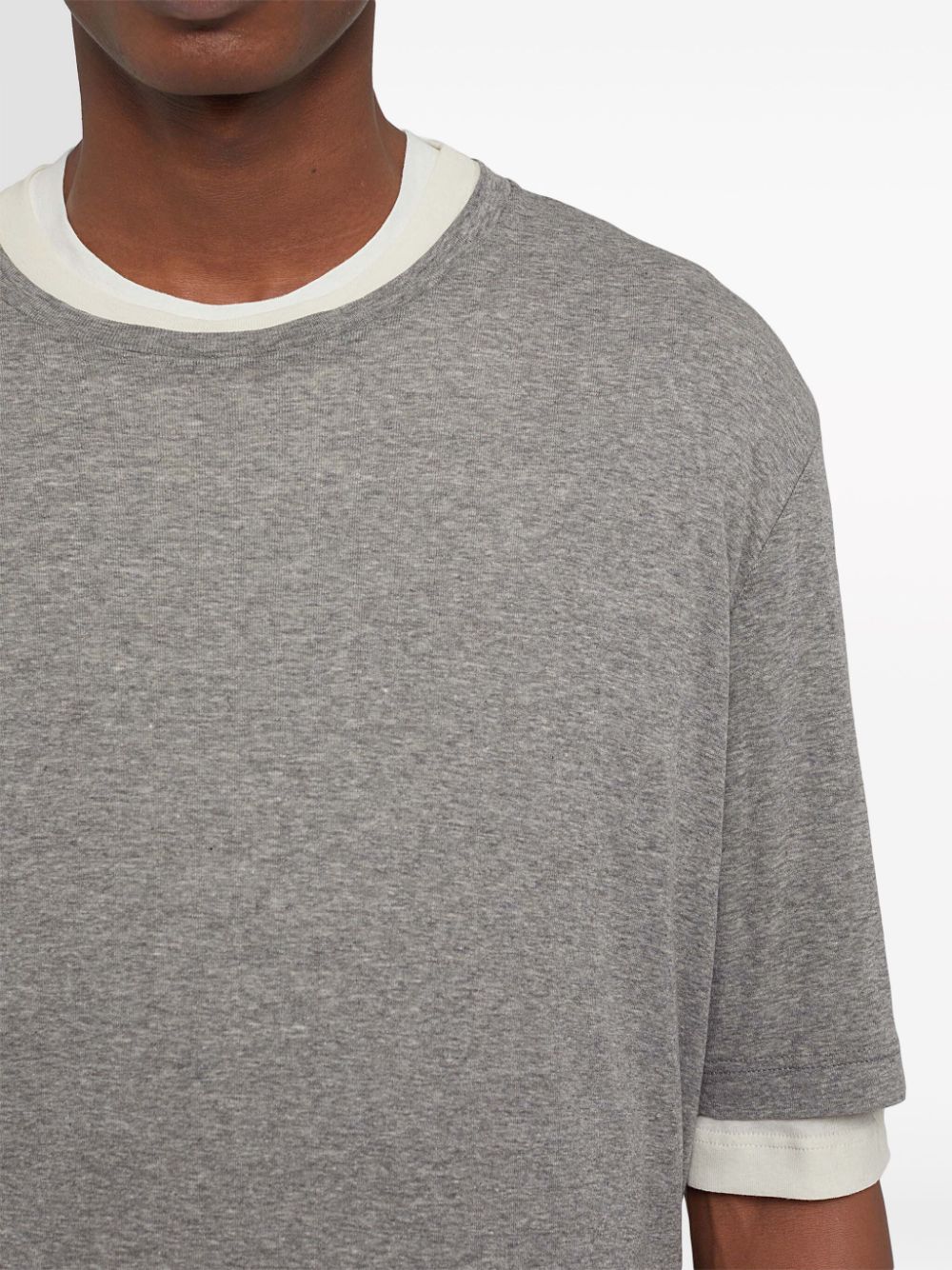 Shop Jil Sander Layered Cotton T-shirt In Grey