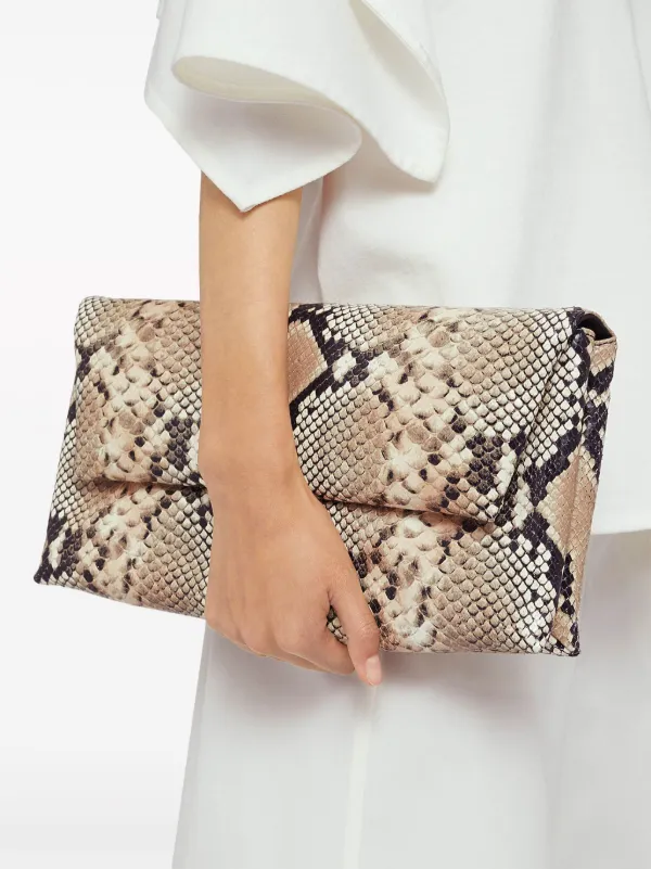 Large Leather Clutch with deals Snake Skin