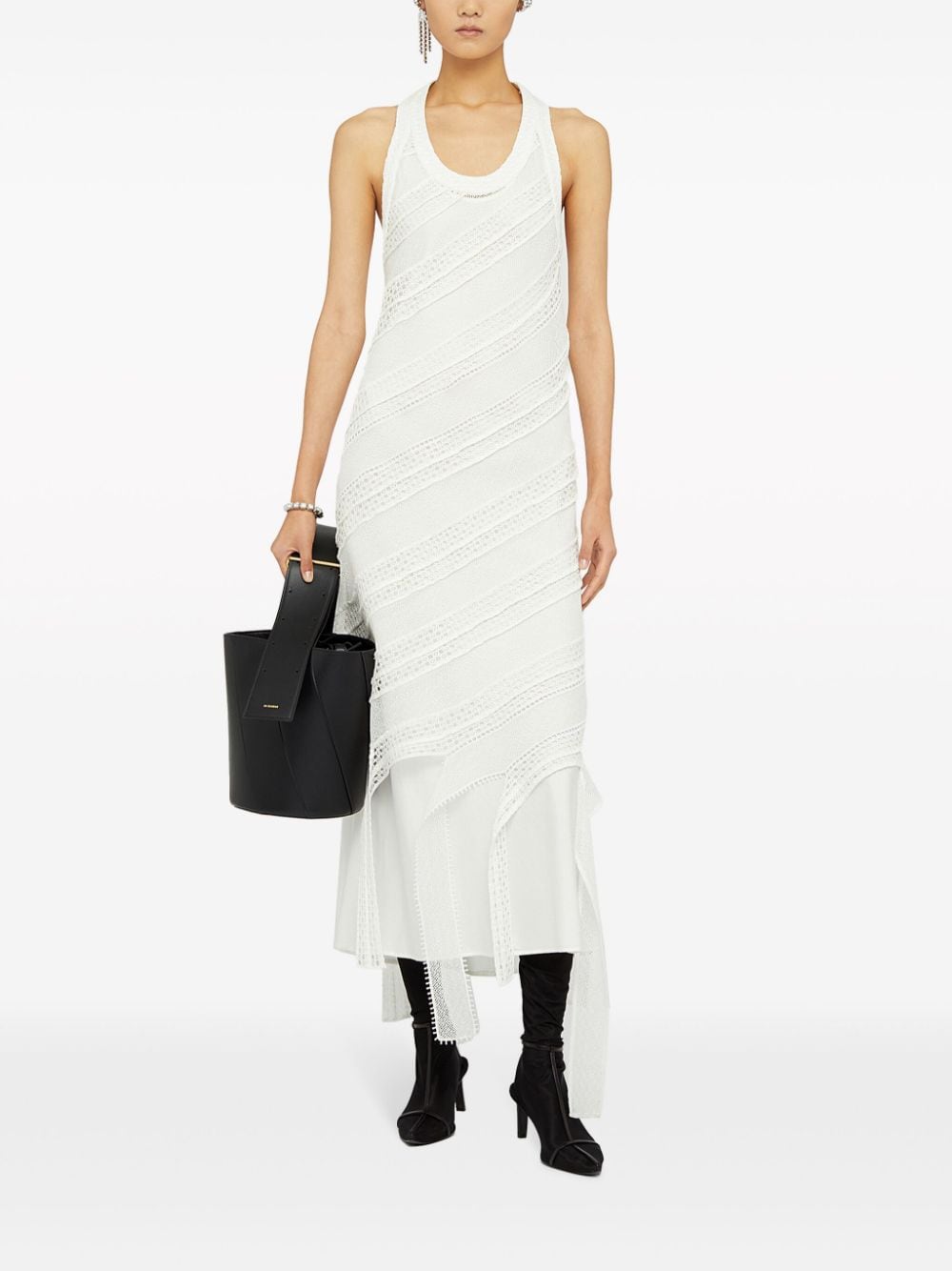 Shop Jil Sander Taped-lace Racerback Dress In White