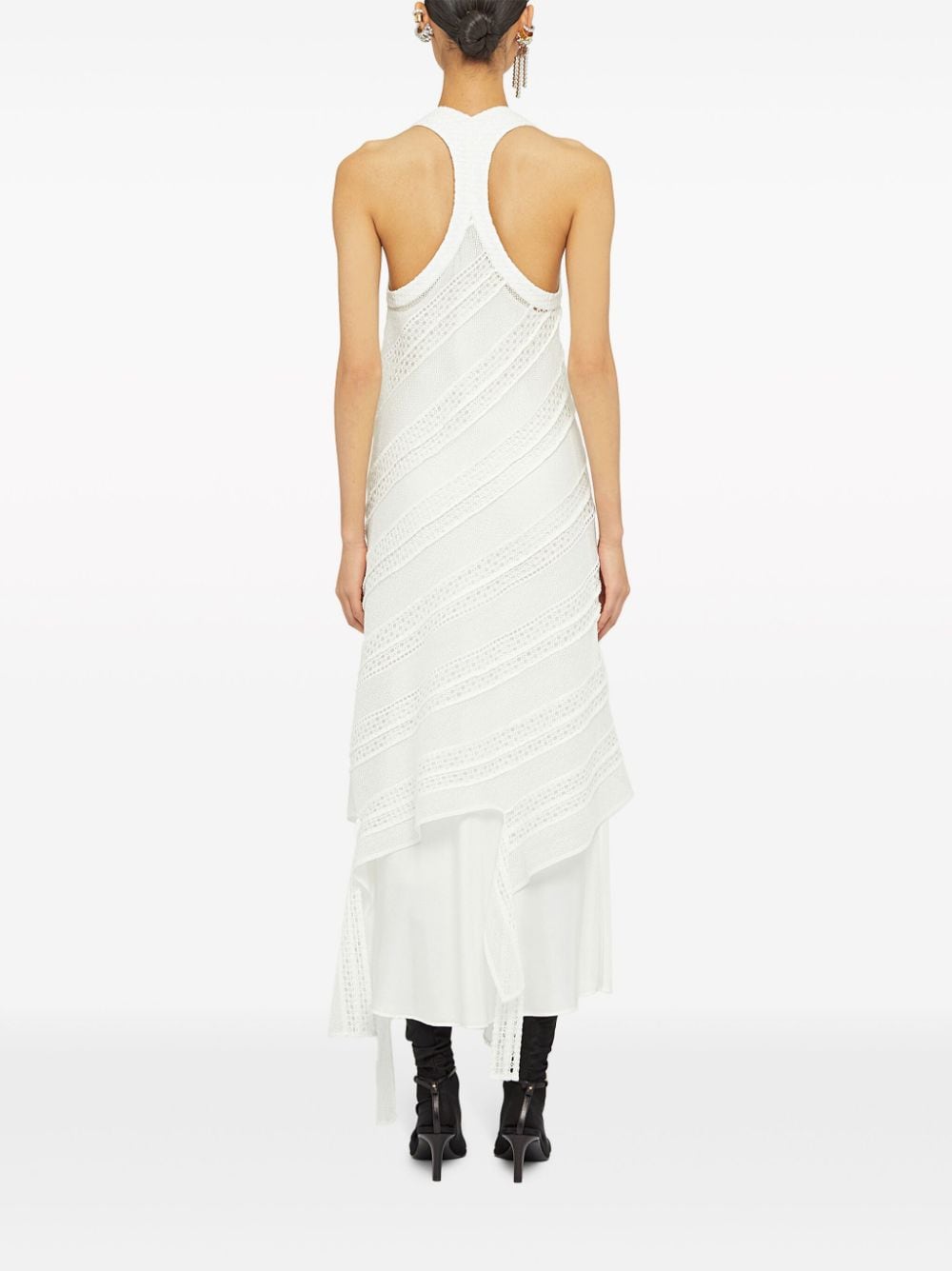 Shop Jil Sander Taped-lace Racerback Dress In White
