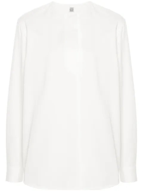 TOTEME collarless twill blouse