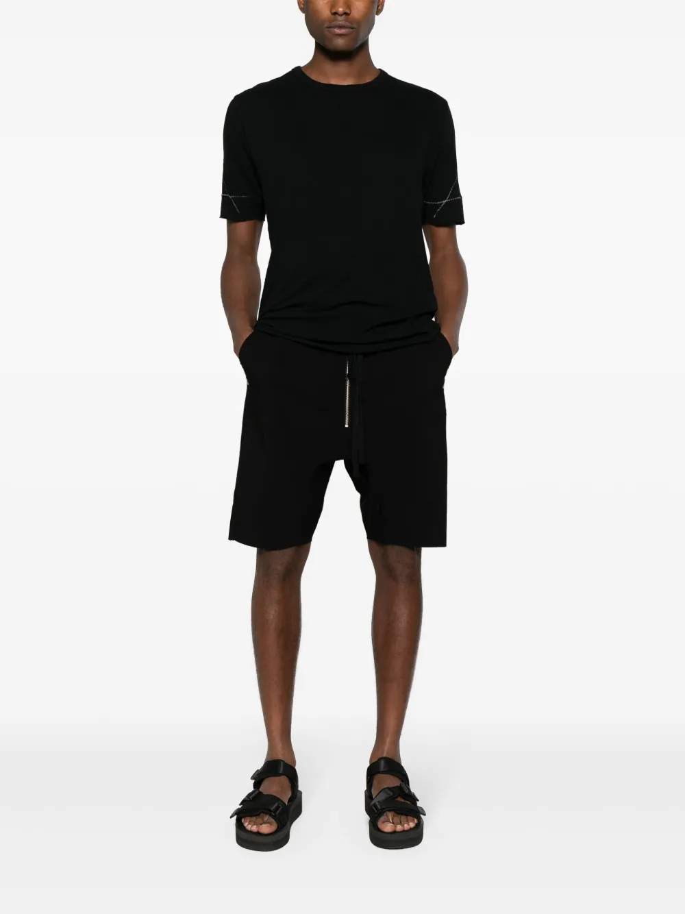 Shop Thom Krom Mid-rise Raw-cut Shorts In Black