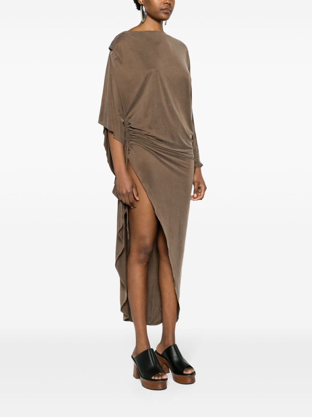 Shop Rev Nomi Asymmetric Midi Dress In Brown