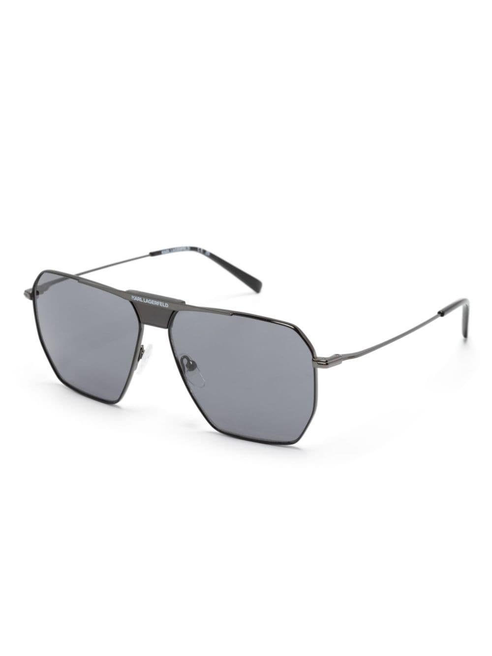 Shop Karl Lagerfeld Logo-print Pilot-frame Sunglasses In Black