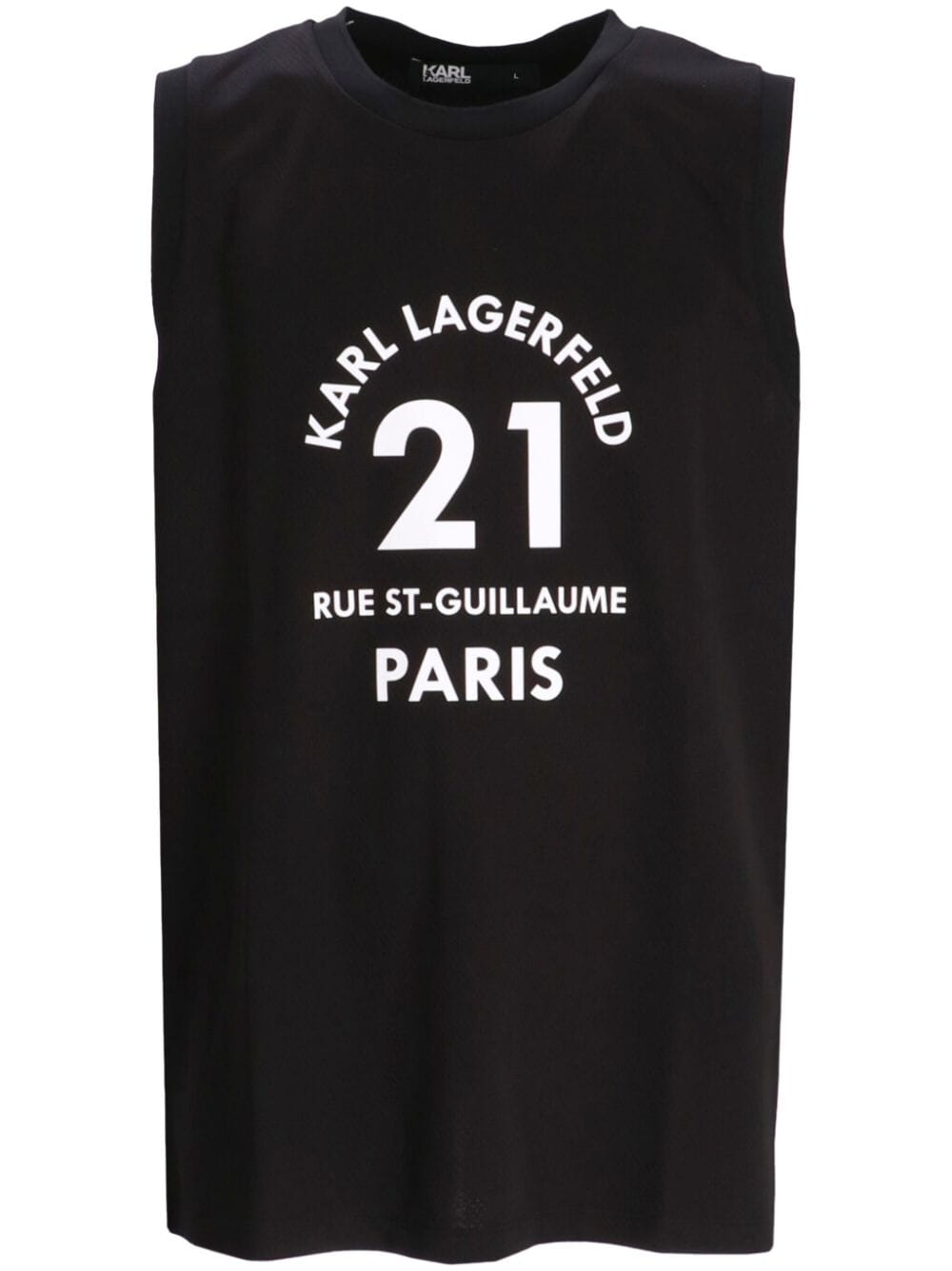 Karl Lagerfeld 21 Rue St-guillaume-print Tank Top In Black