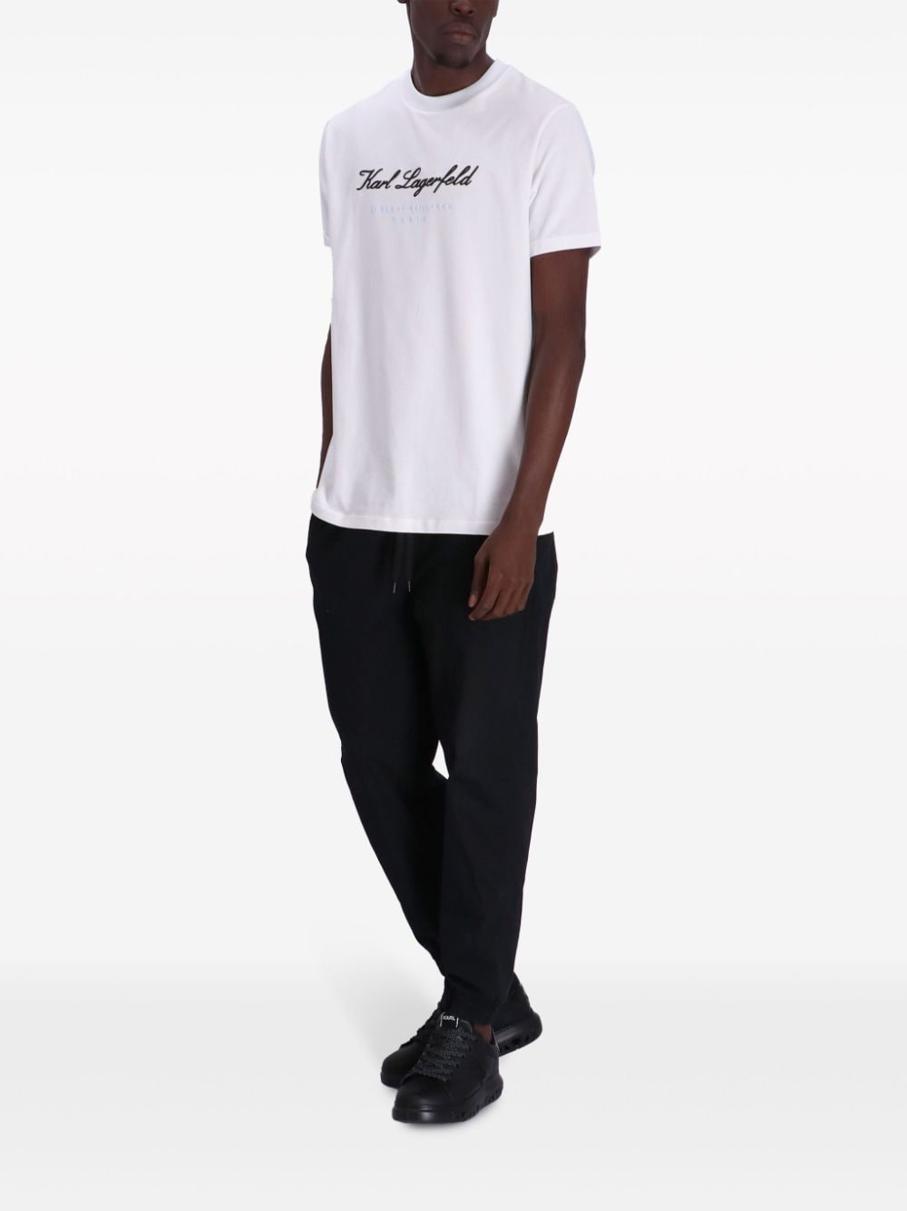 Shop Karl Lagerfeld Logo-print Cotton T-shirt In 白色