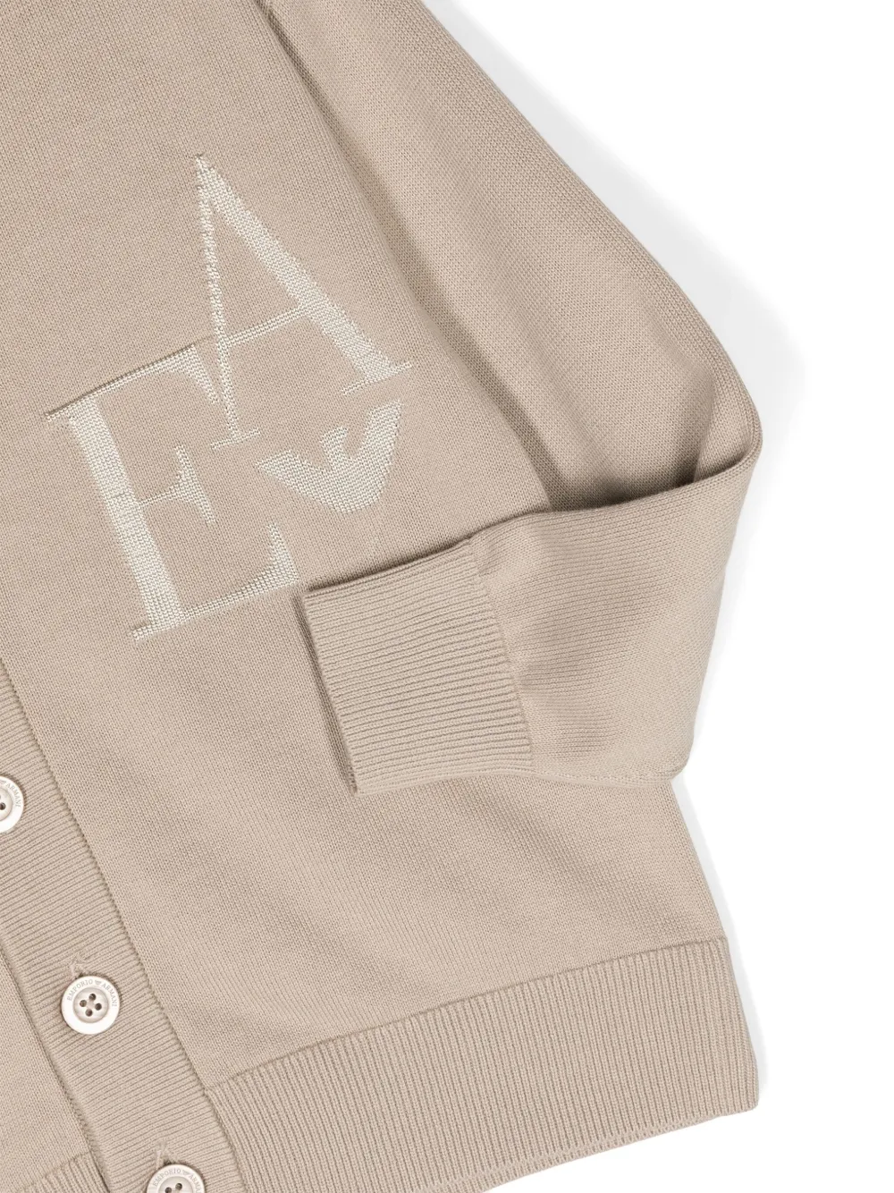 Shop Emporio Armani Logo-jacquard Button-up Cardigan In Neutrals