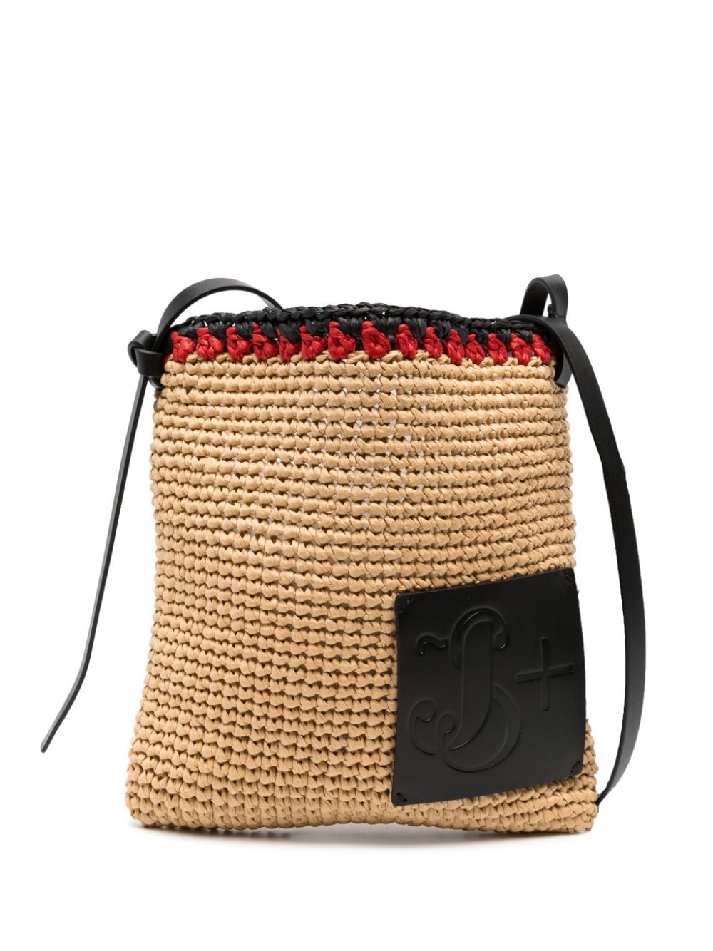 Jil Sander Crochet Raffia Messenger Bag In Brown