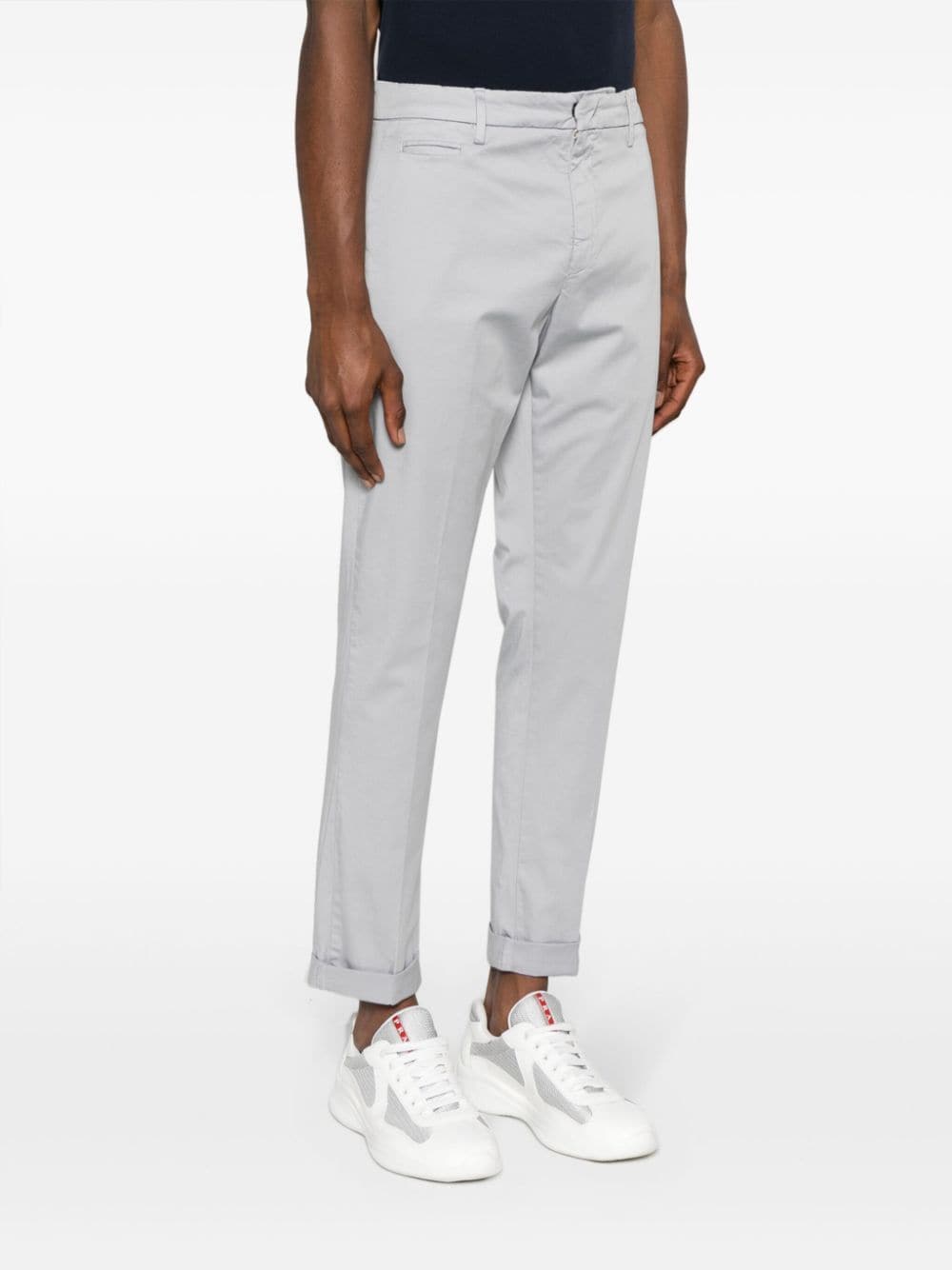 Shop Dondup Mid-rise Tapered Chinos In Grey