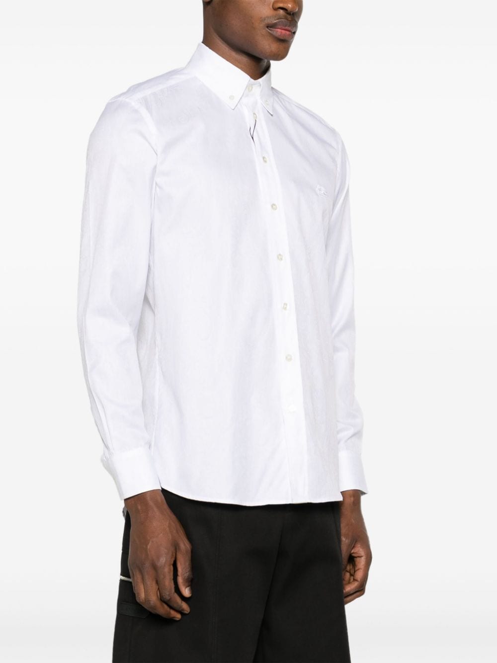 Shop Etro Logo-embroidered Paisley-print Shirt In White