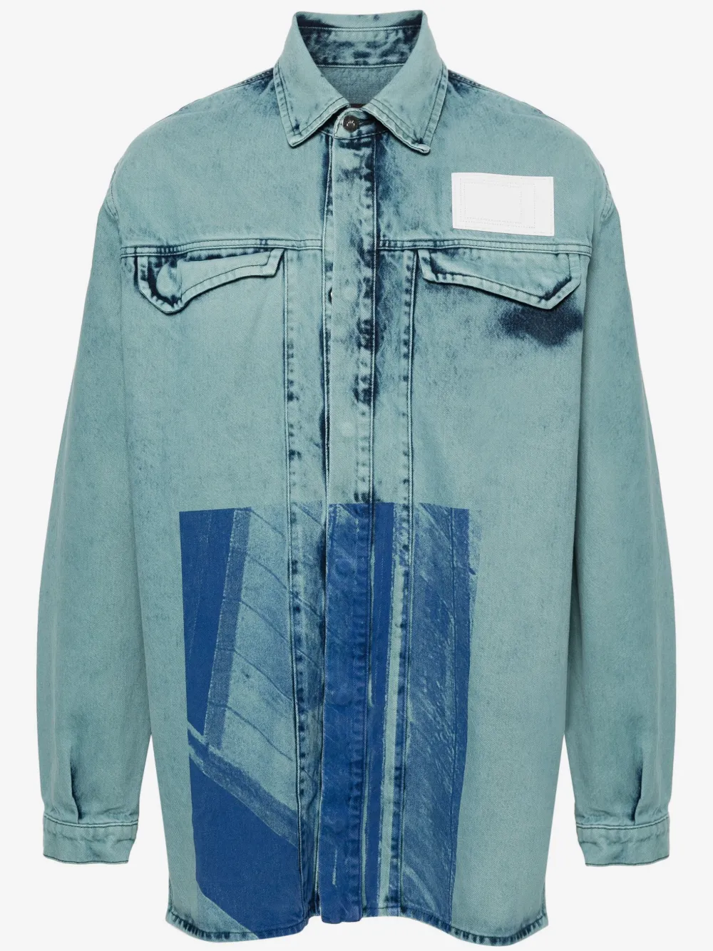 A-COLD-WALL* abstract-print denim shirt | Blue | Image 1