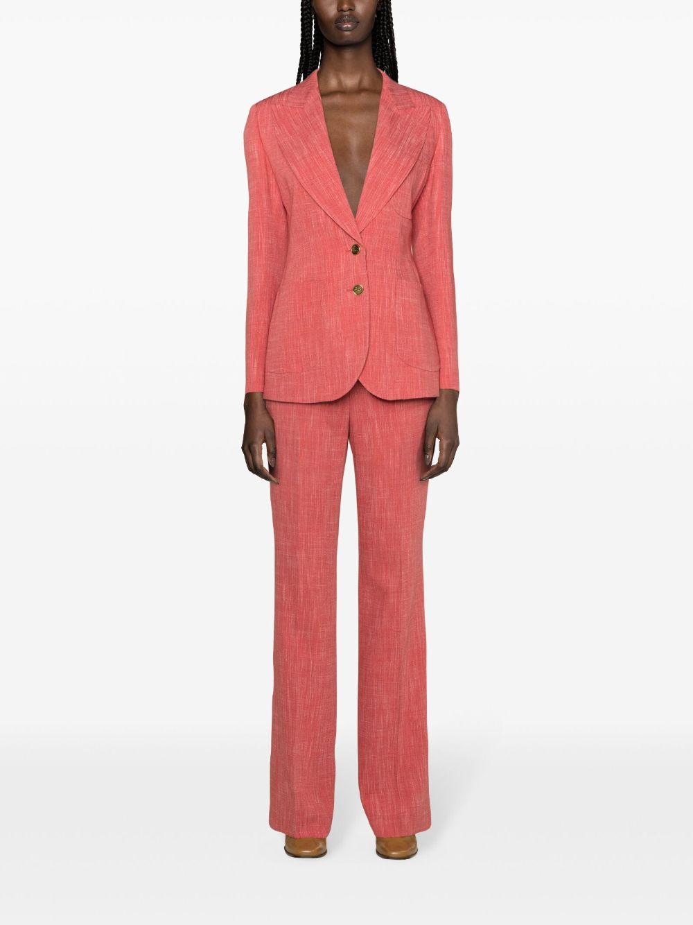 Shop Etro Single-breasted Tweed Blazer In Red
