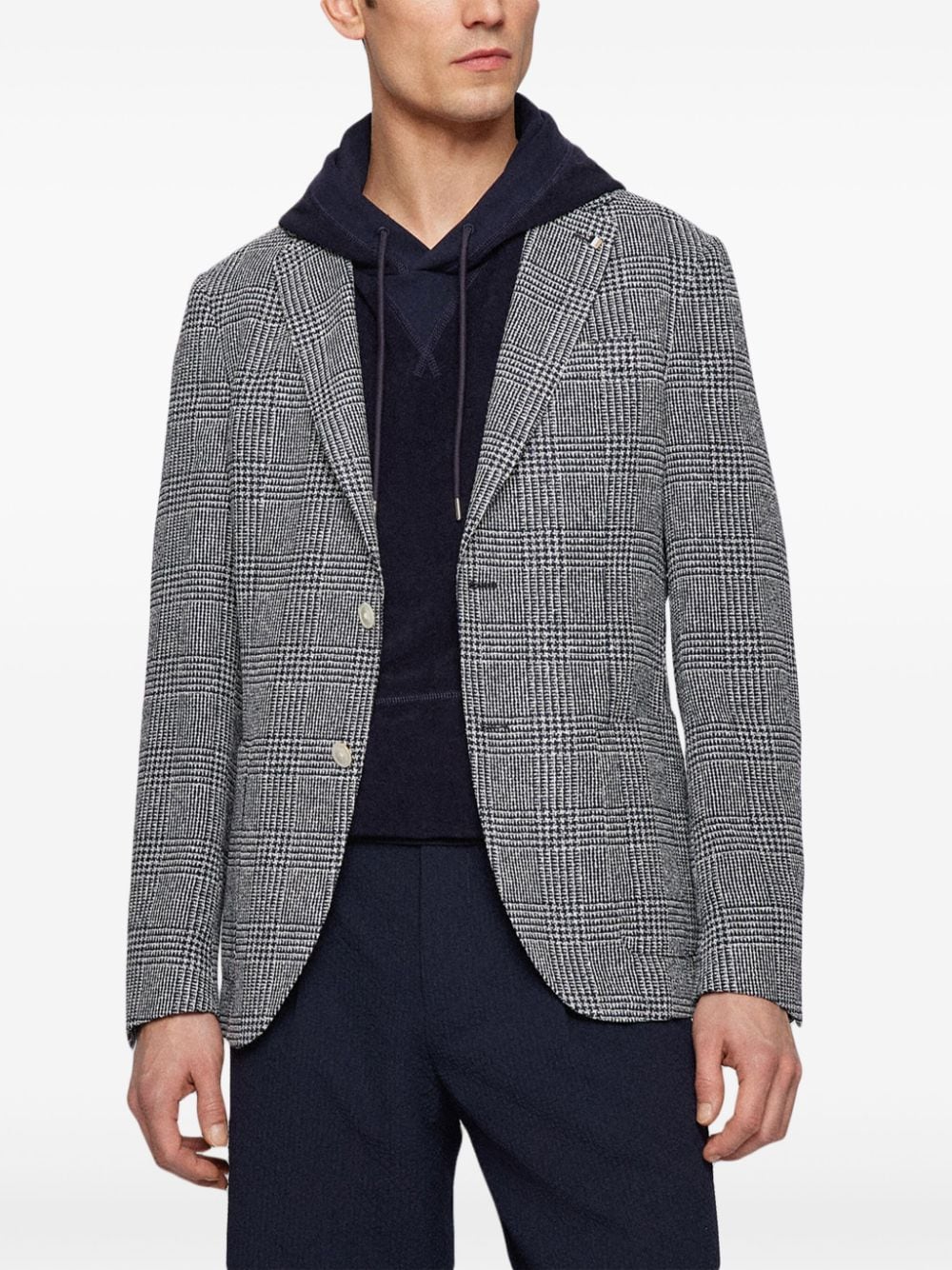 Shop Hugo Boss Single-breasted Houndstooth Blazer In Black