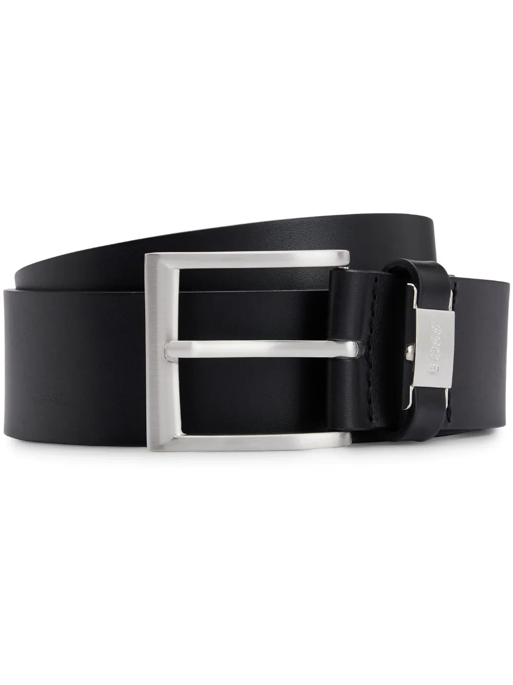 BOSS Leren riem Zwart