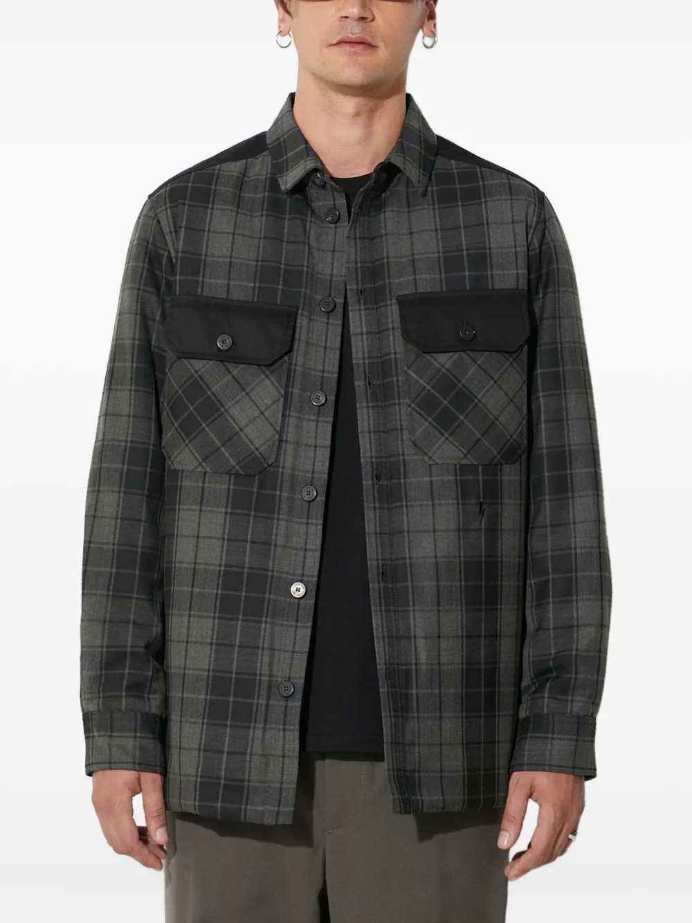 Neil Barrett check-pattern shirt jacket | Grey | Image 1