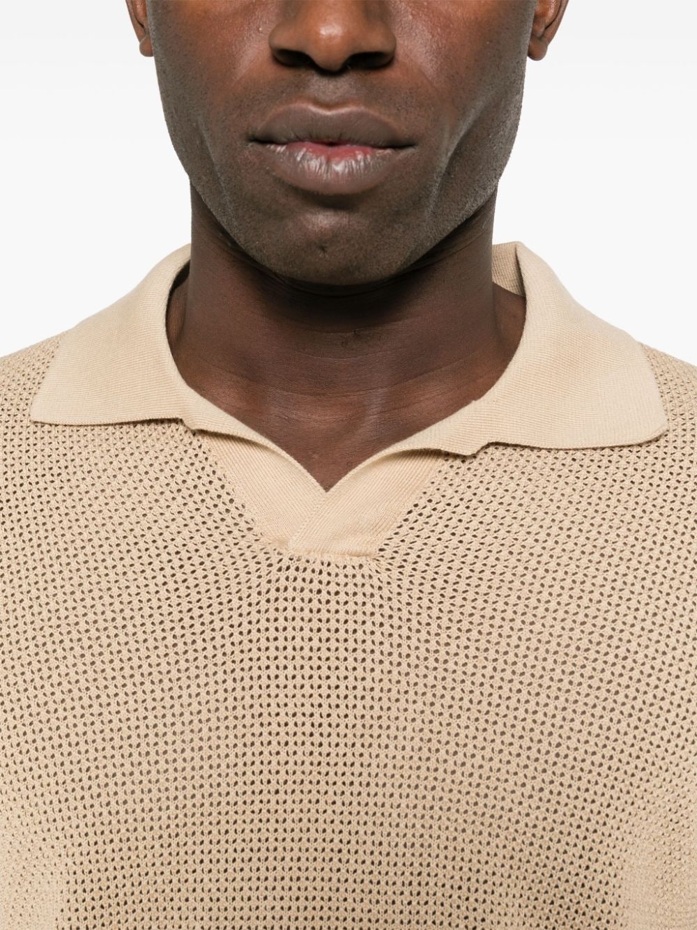 Shop Tagliatore Knitted Polo Shirt In Neutrals