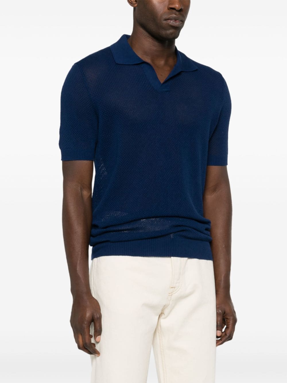 Shop Tagliatore Knitted Polo Shirt In Blue