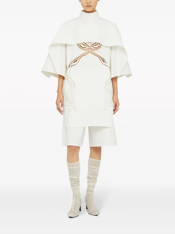 Jil Sander lace-detail cotton-silk Cape Top | White | FARFETCH