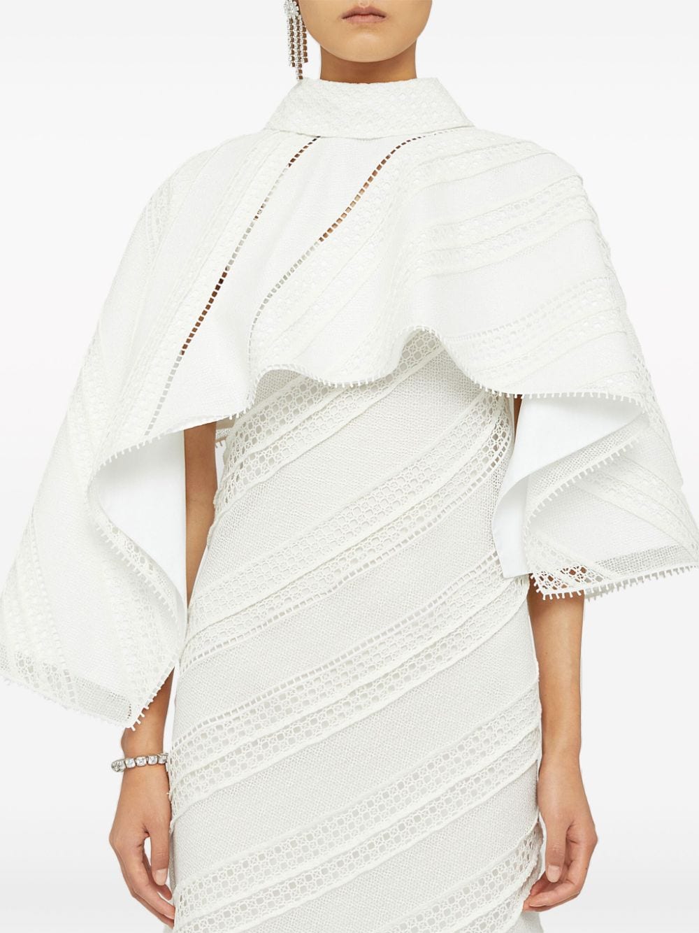 Shop Jil Sander Embroidered Asymmetric Cape In Weiss