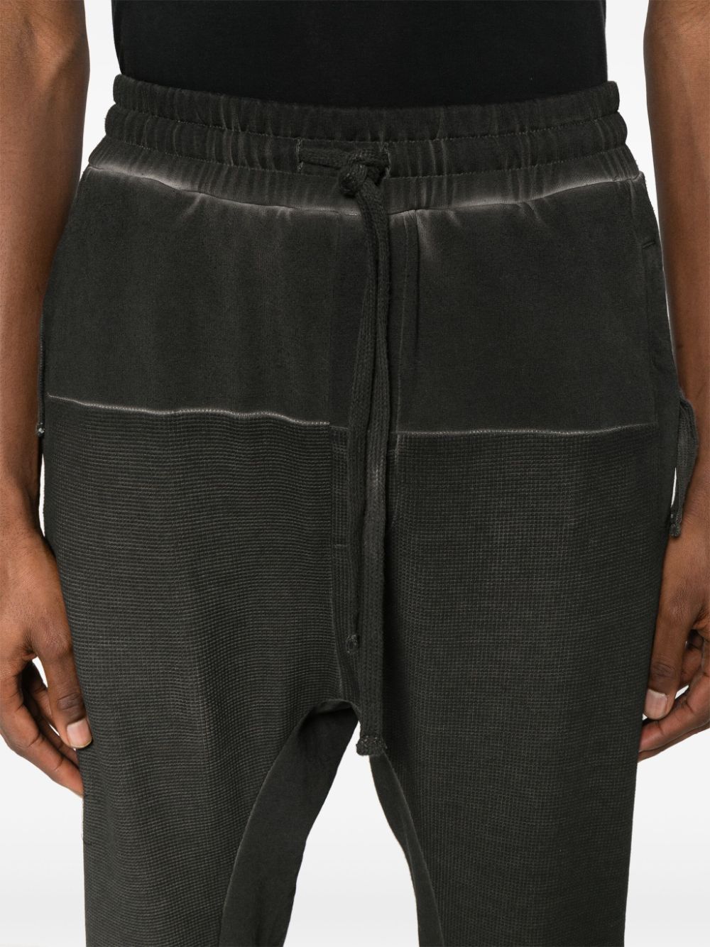 Shop Thom Krom Ribbed-panel Drop-crotch Trousers In Black