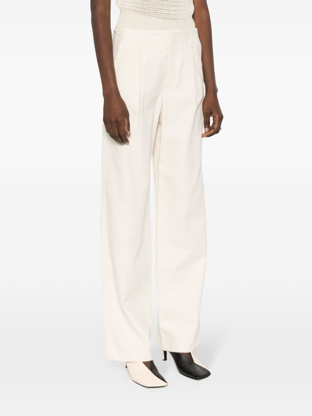 Shop Loulou Studio Jiva Pleated Straight Trousers In Neutrals