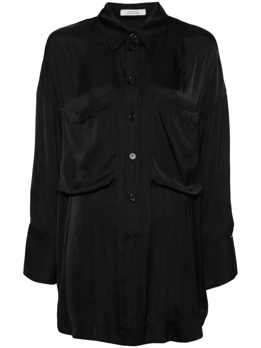 Dorothee Schumacher Fantasy Satin Shirt In Black