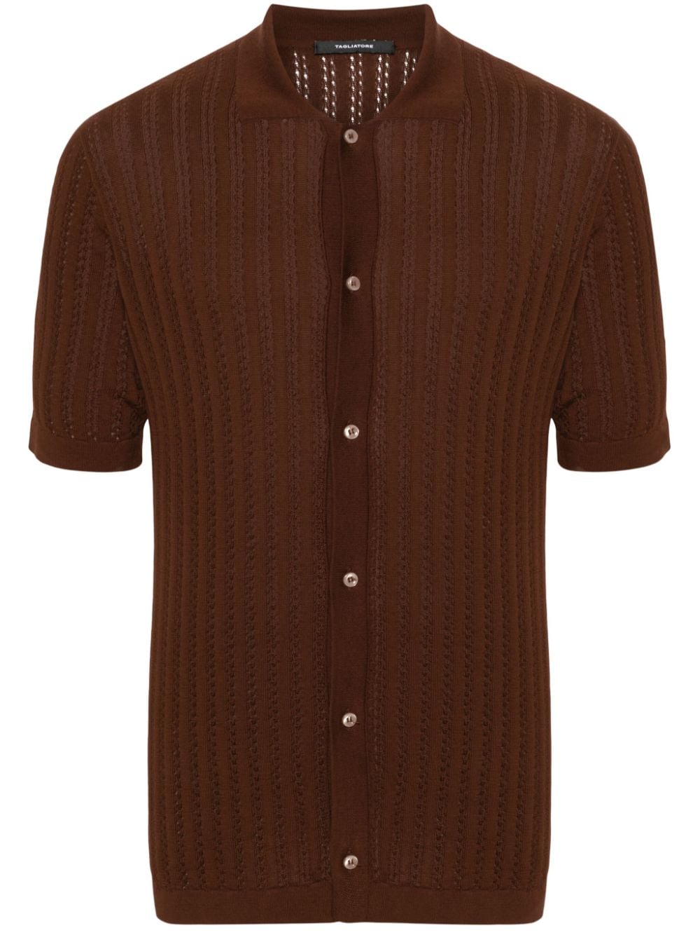 Tagliatore Jesse Pointelle-knit Polo Shirt In Brown