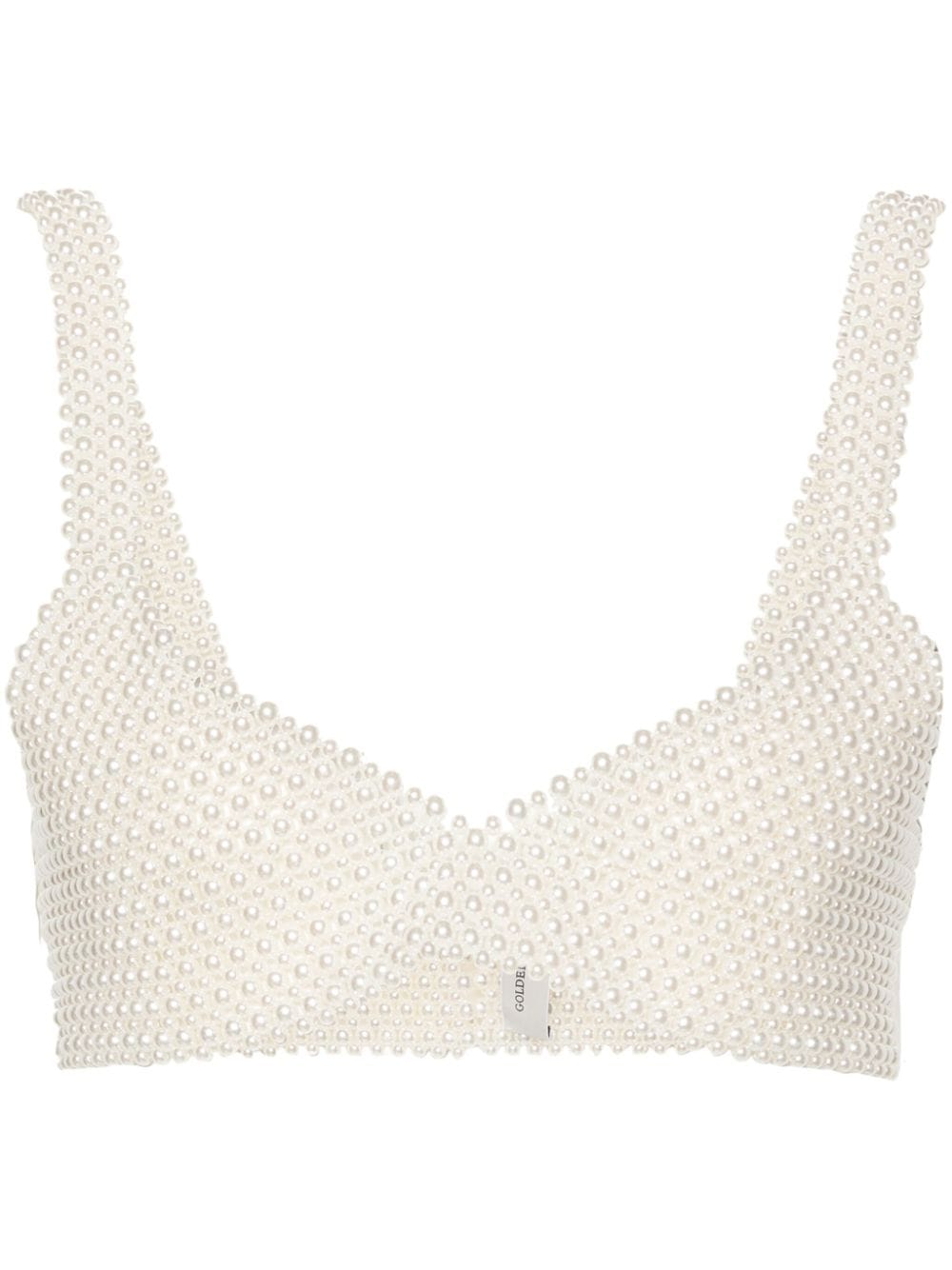 Shop Golden Goose Pearl-embellished Bralette Top In Neutrals