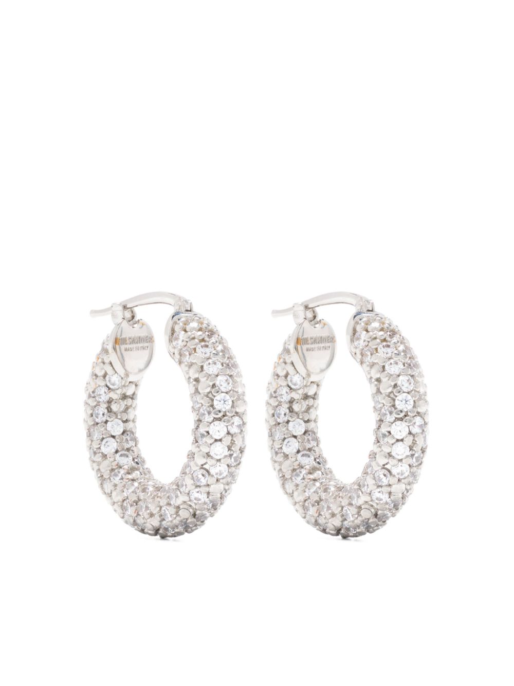 Jil Sander rhinestone-embellished hinged hoop earrings - Silver