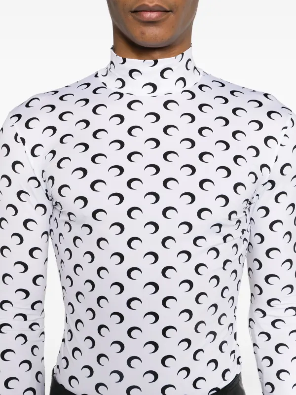 Marine Serre moon-print mock-neck T-shirt | White | FARFETCH
