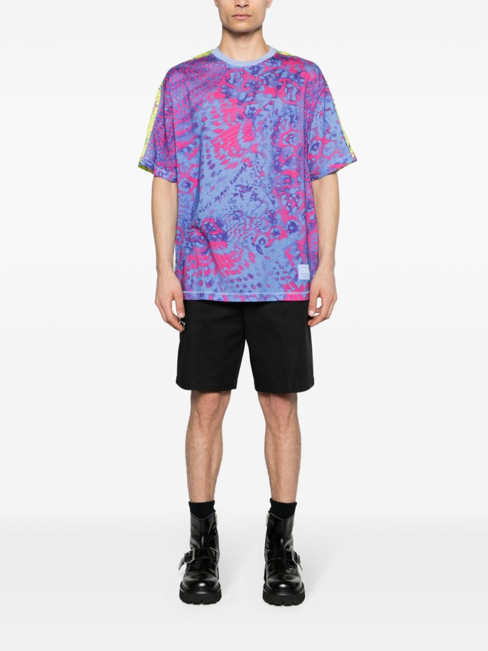 Image 2 of Versace Jeans Couture logo-patch tie-dye T-shirt