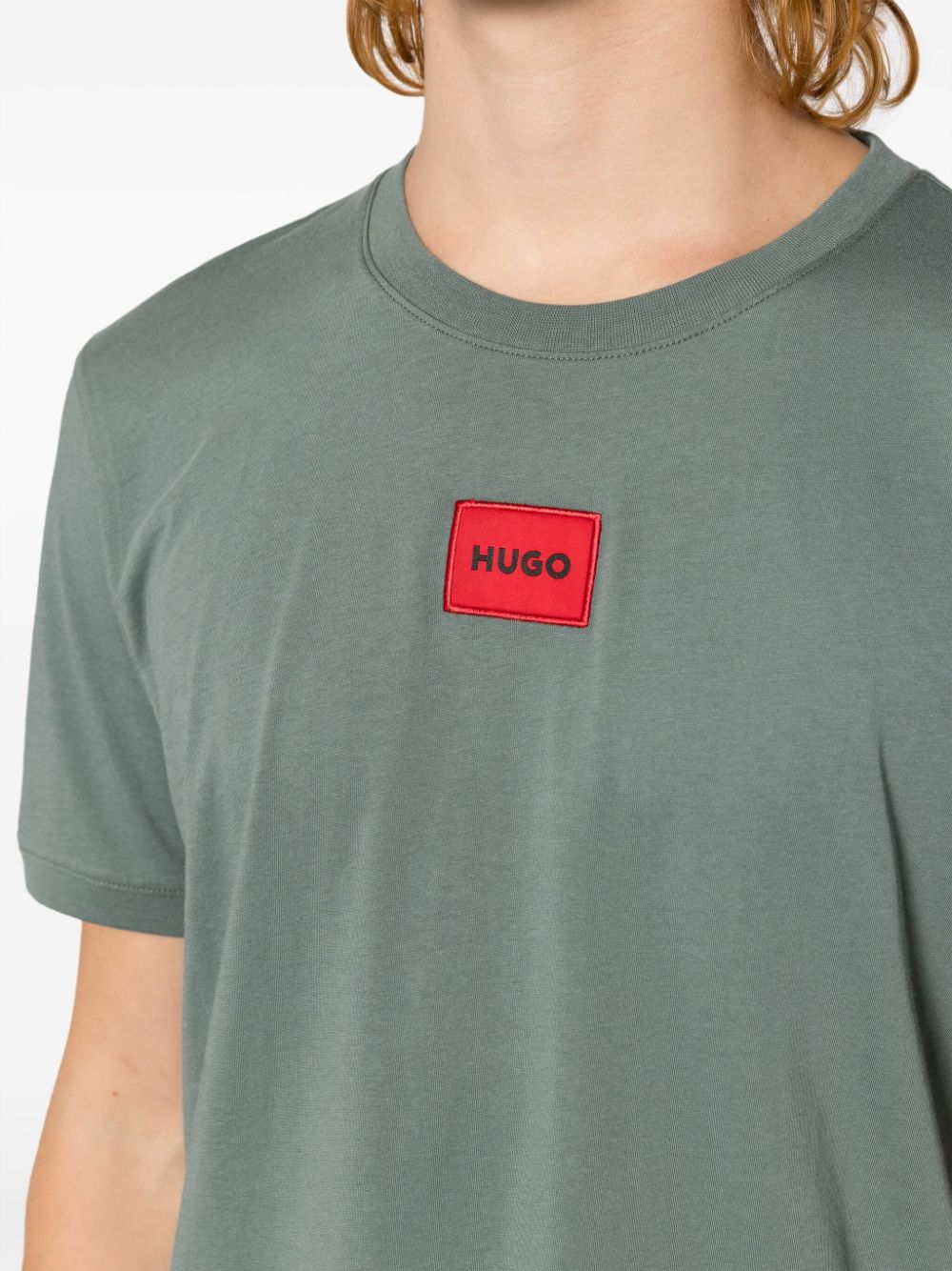 HUGO Katoenen T-shirt met logo-applicatie Groen