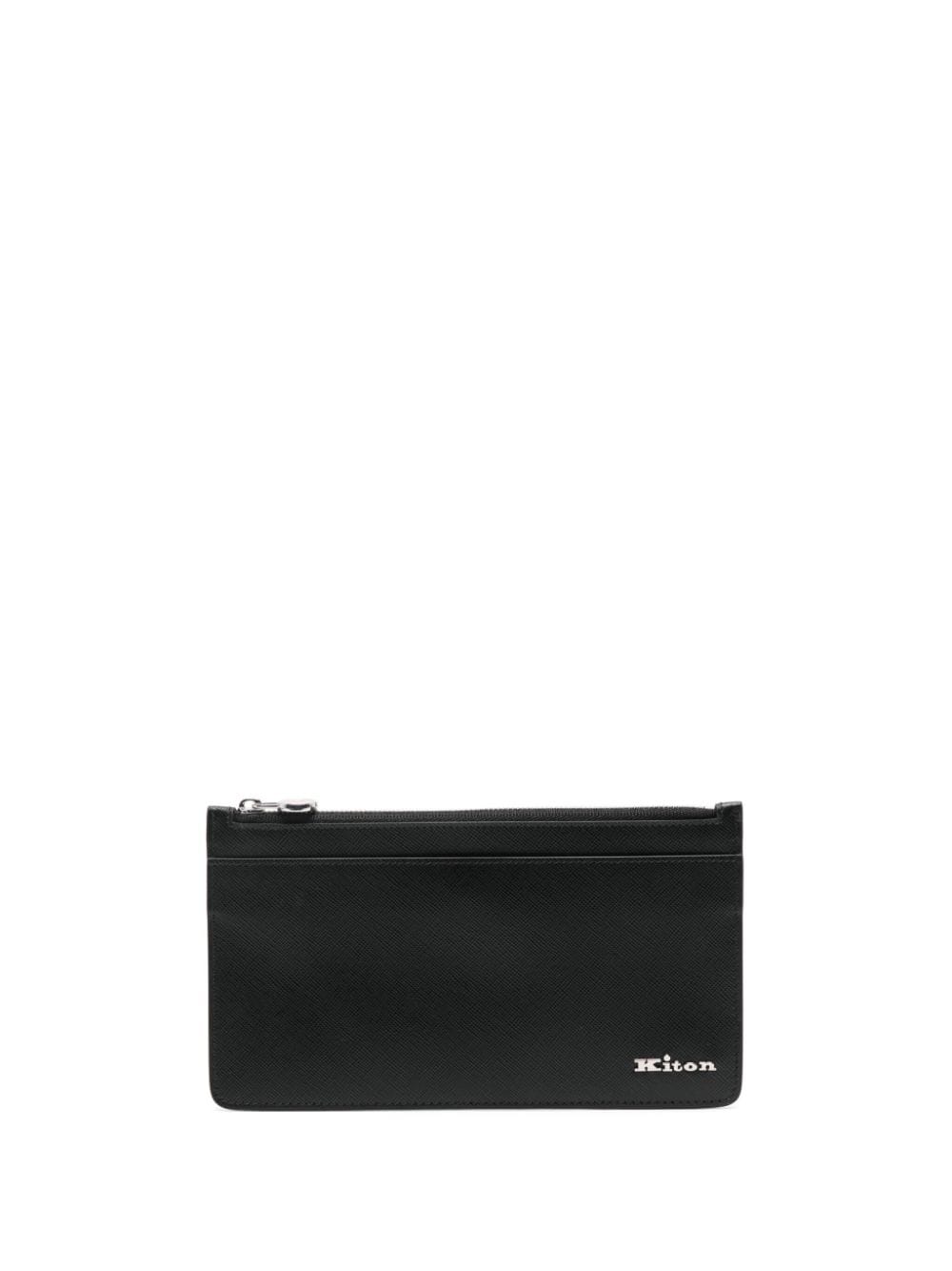Kiton logo-lettering leather wallet - Nero