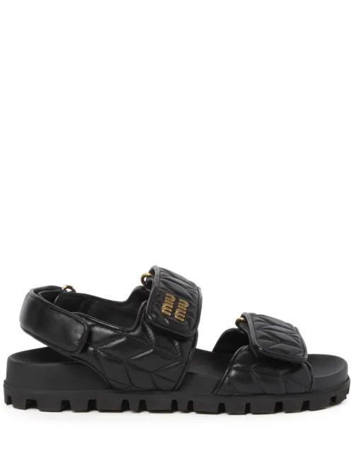 Sandales matelassées en cuir - Miu Miu - Modalova