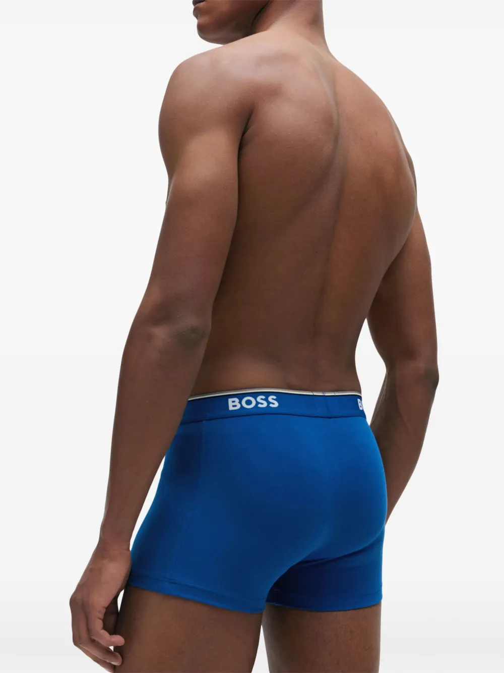 Hugo Boss Logo-waistband Cotton Boxer (set Of Three) In Blue