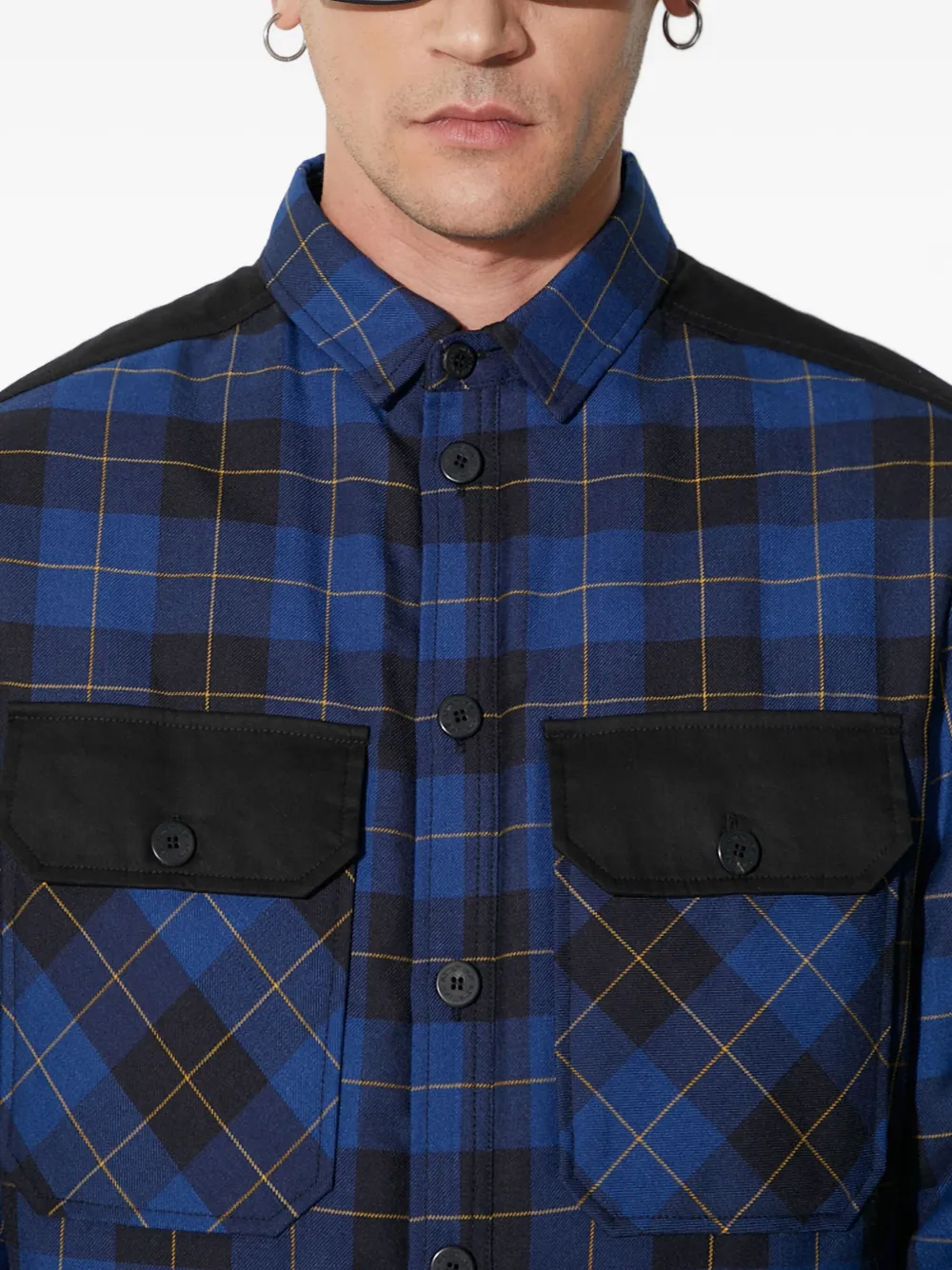 Neil Barrett Check-pattern Shirt Jacket In Blue