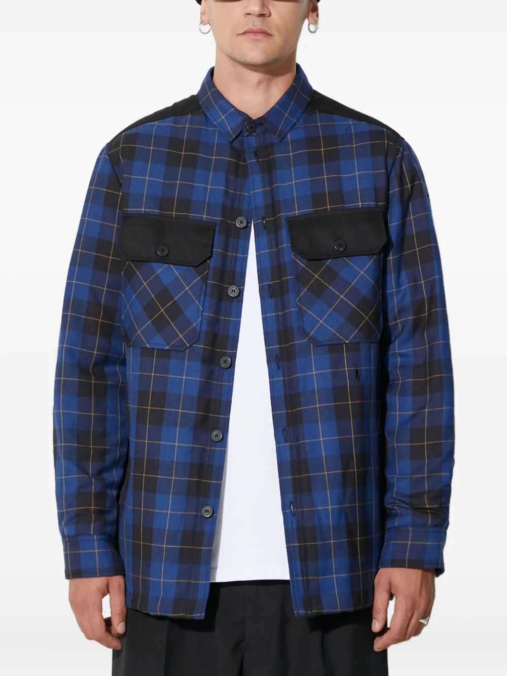 Neil Barrett check-pattern shirt jacket | Blue | Image 1