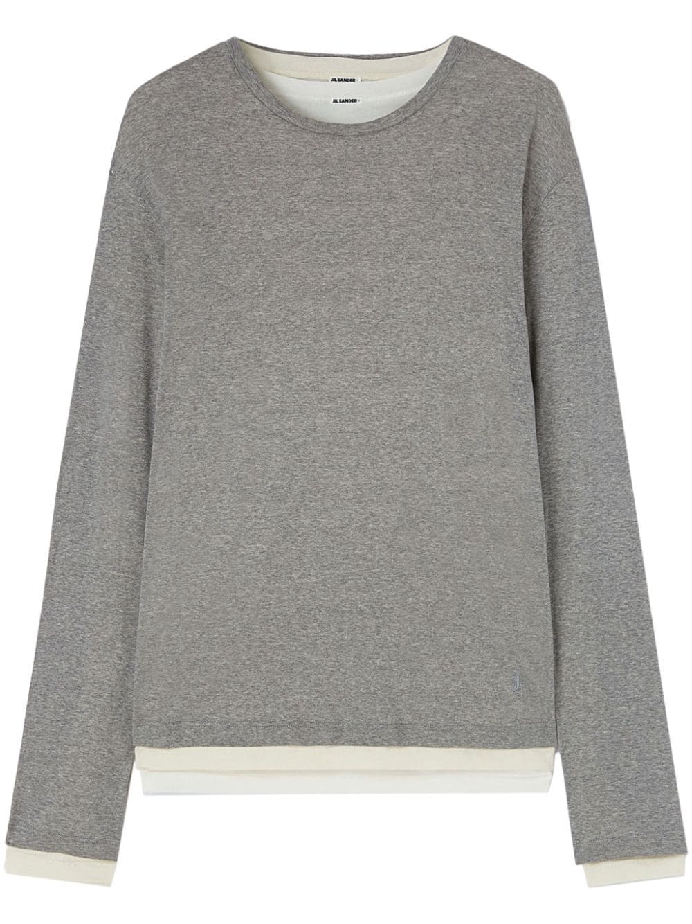 Shop Jil Sander Long-sleeve Layered Cotton T-shirt In Grey