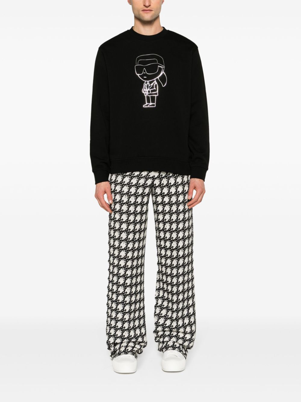 Shop Karl Lagerfeld Ikonik Karl Cotton Sweatshirt In Black