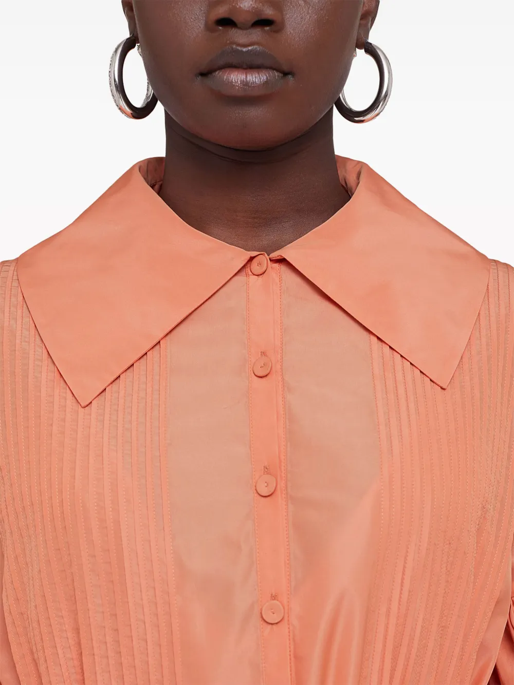 Jil Sander Geplooide taffeta jurk met pofmouwen Roze