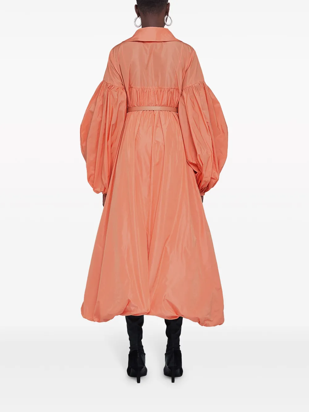 Jil Sander Geplooide taffeta jurk met pofmouwen Roze