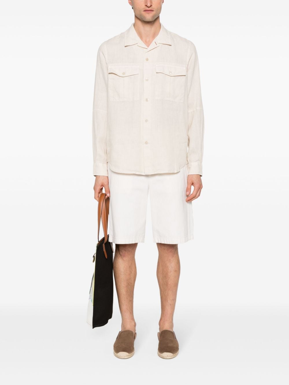 Shop Ps By Paul Smith Long-sleeve Linen Shirt In Nude