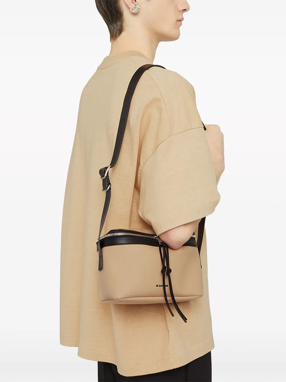 Jil Sander Leren schoudertas Bruin