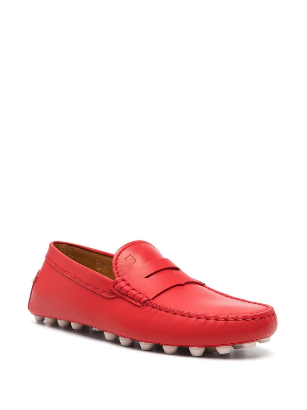 Shop Tod's Gommino Bubble Leather Penny Loafers In Red