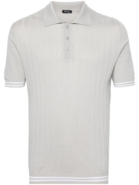 Kiton striped-edge ribbed polo jumper