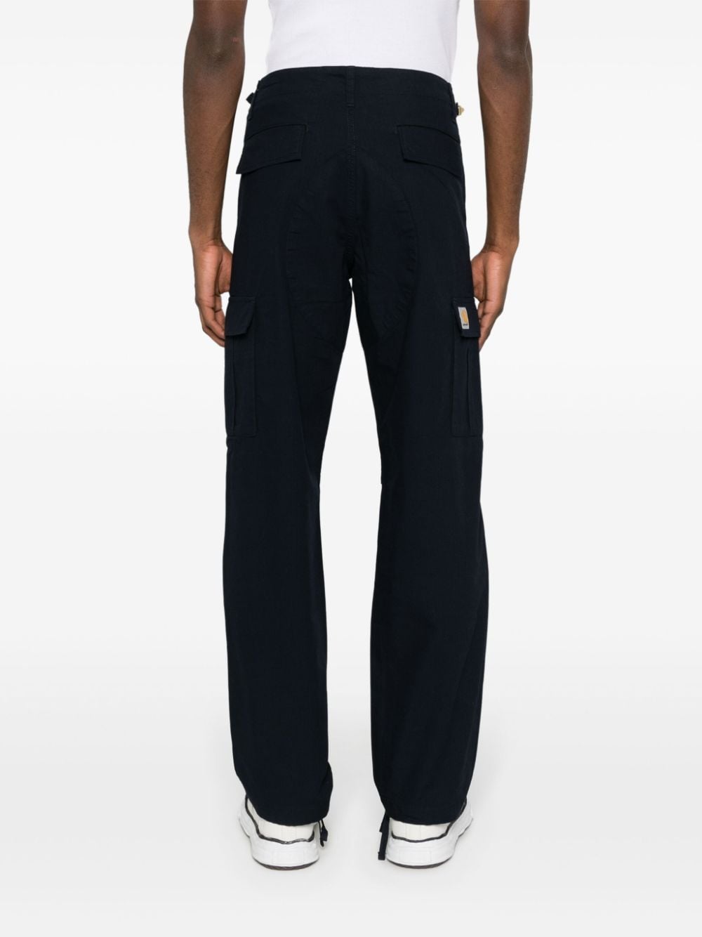 Shop Carhartt Cotton Tapered Cargo Trousers In Blue