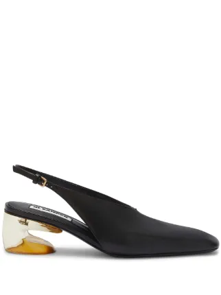 【正規販売店】 Jil Sander ブラック | レザーパンプス スリングバック 靴